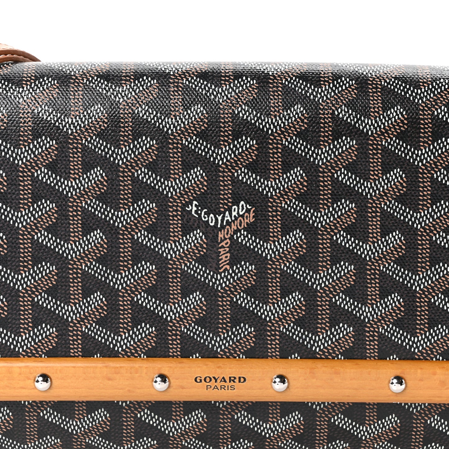 Goyardine Monte Carlo Bois Clutch With Strap Black Gold