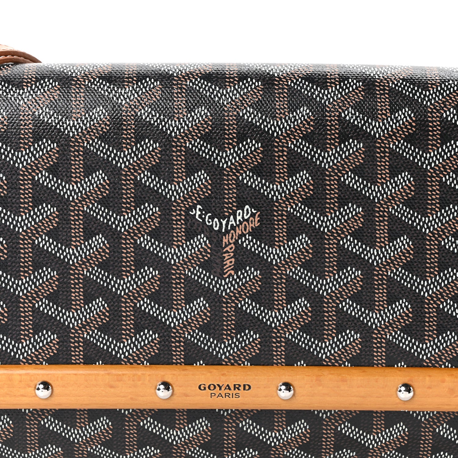 Goyard Goyardine Monte Carlo Bois Clutch With Strap Black Gold 7 of 9