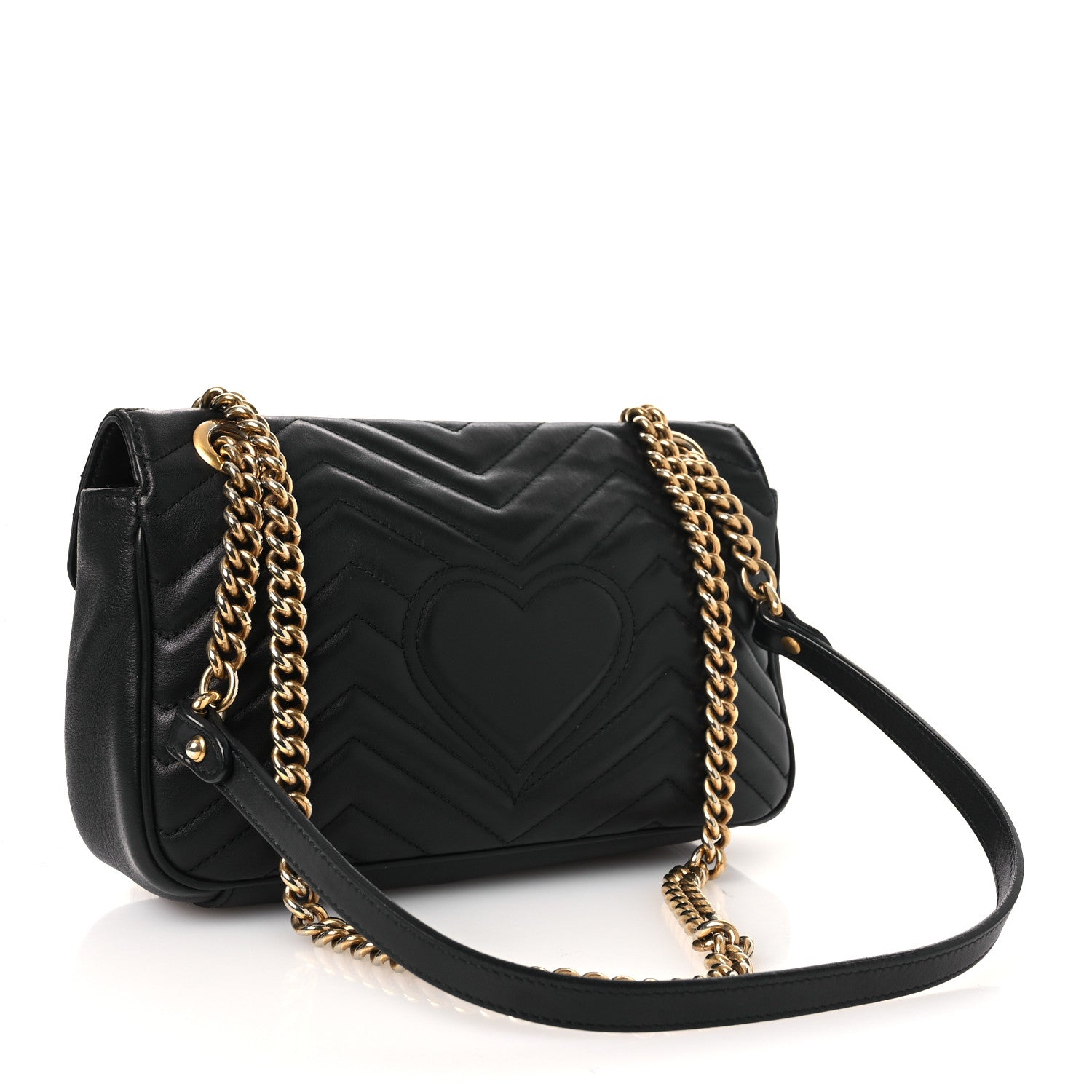 Gucci Calfskin Matelasse Small GG Marmont Shoulder Bag Black 5 of 23
