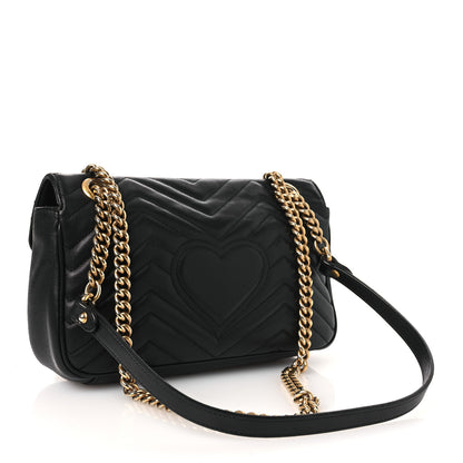 Gucci Calfskin Matelasse Small GG Marmont Shoulder Bag Black 5 of 23