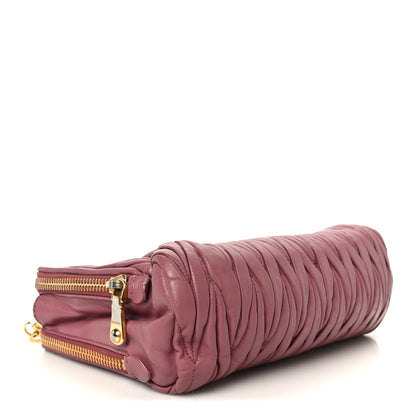 Miu Miu Vitello Lux Matelasse Double Zip Shoulder Bag Rosa 4 of 13