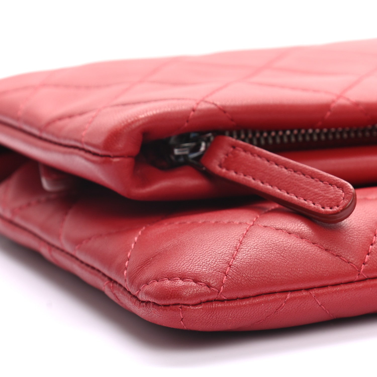 Chanel Lambskin Quilted CC Beauty Clutch Red 9 of 10