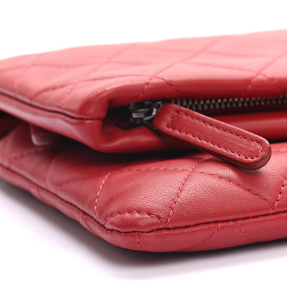 Chanel Lambskin Quilted CC Beauty Clutch Red 9 of 10
