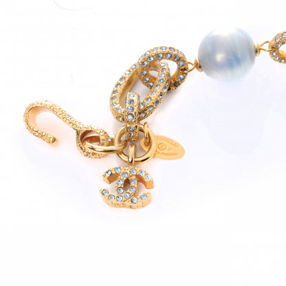 Chanel Pearl Crystal Chain Necklace Blue and Gold 4 of 6