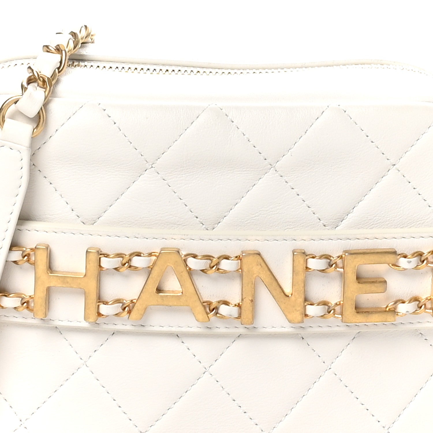 Chanel Calfskin Quilted Enchained Camera Case Bag White 7 of 9
