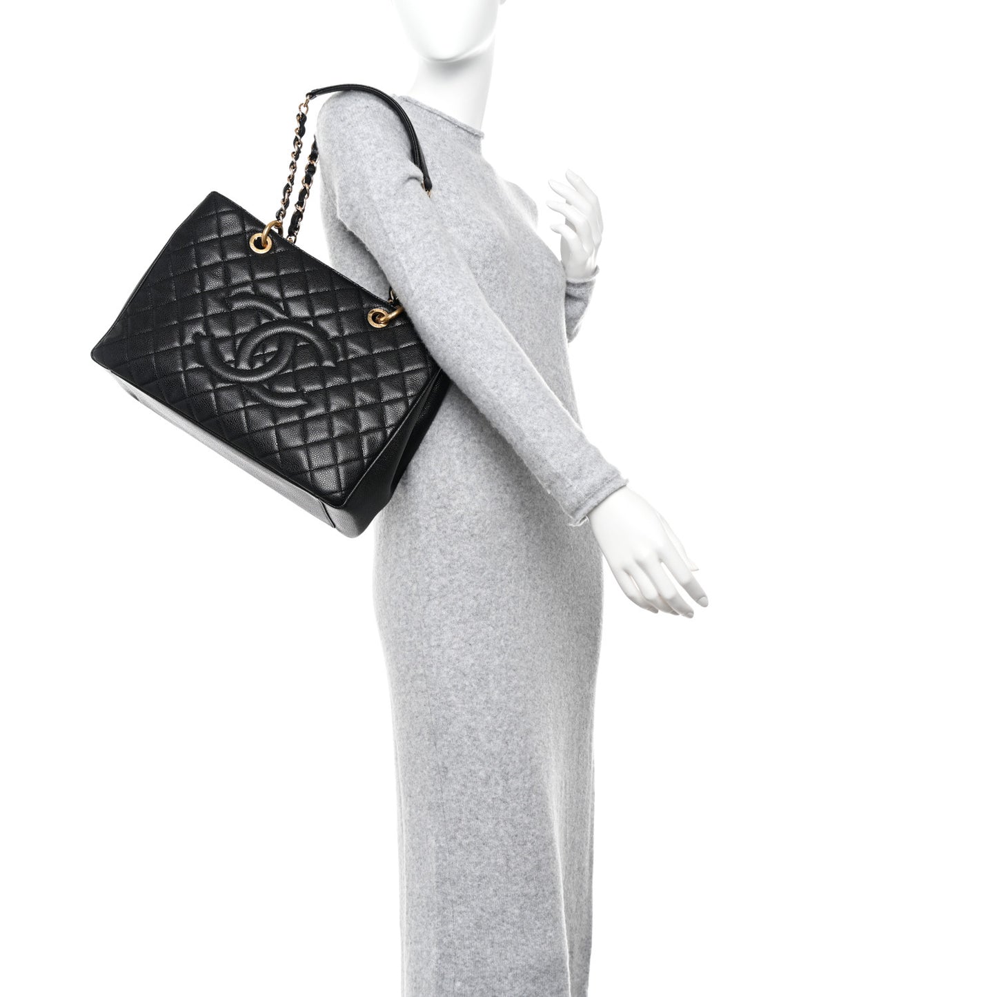Caviar Quilted Grand Shopping Tote GST Black