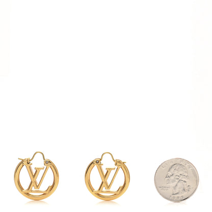 Louis Vuitton Metal Small Louise Hoop Earrings Gold 2 of 4