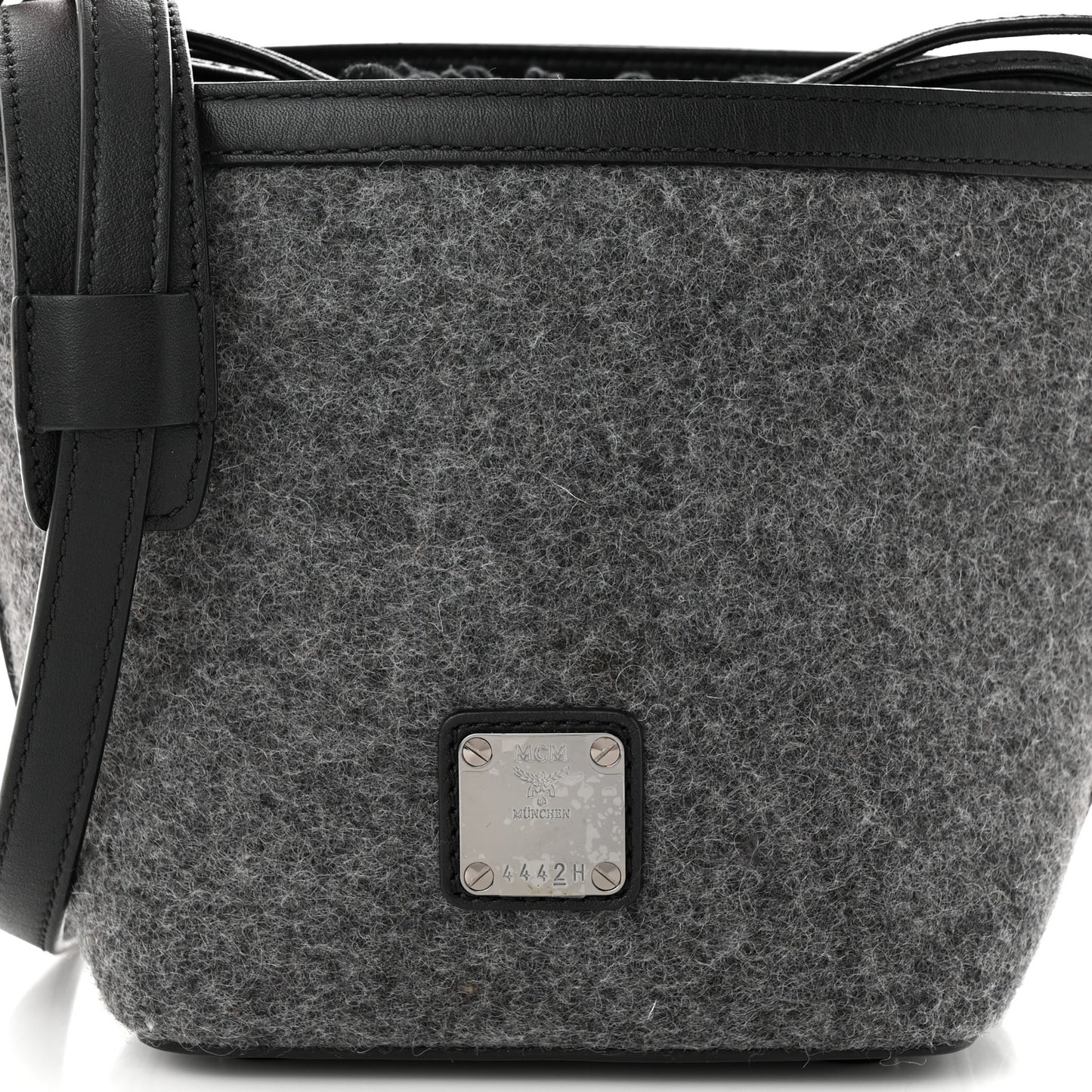 Wool Drawstring Bucket Bag Grey