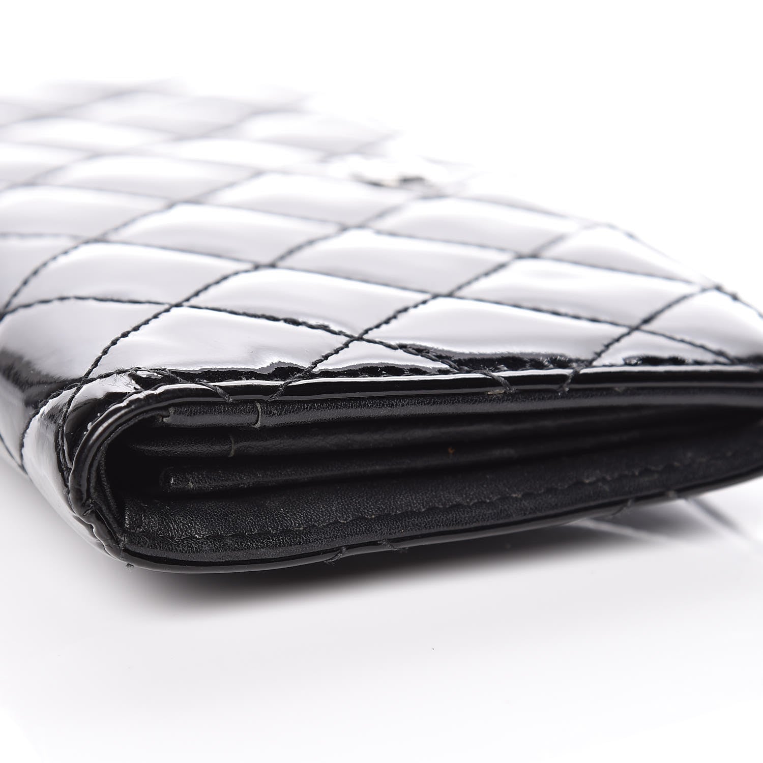 Chanel Patent Quilted Yen Wallet Black 5 of 13