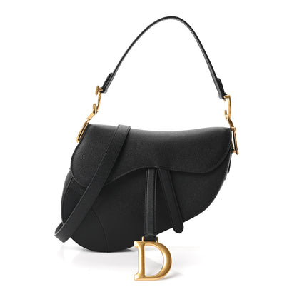 Christian Dior Grained Calfskin Saddle Bag With Strap Black 1 of 11