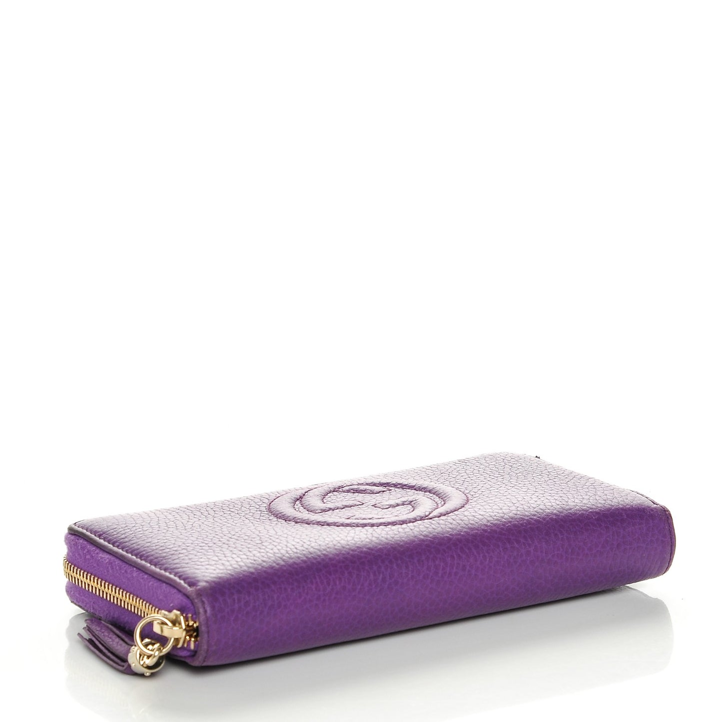 Pebbled Calfskin Soho Zip Around Wallet Shine Purple