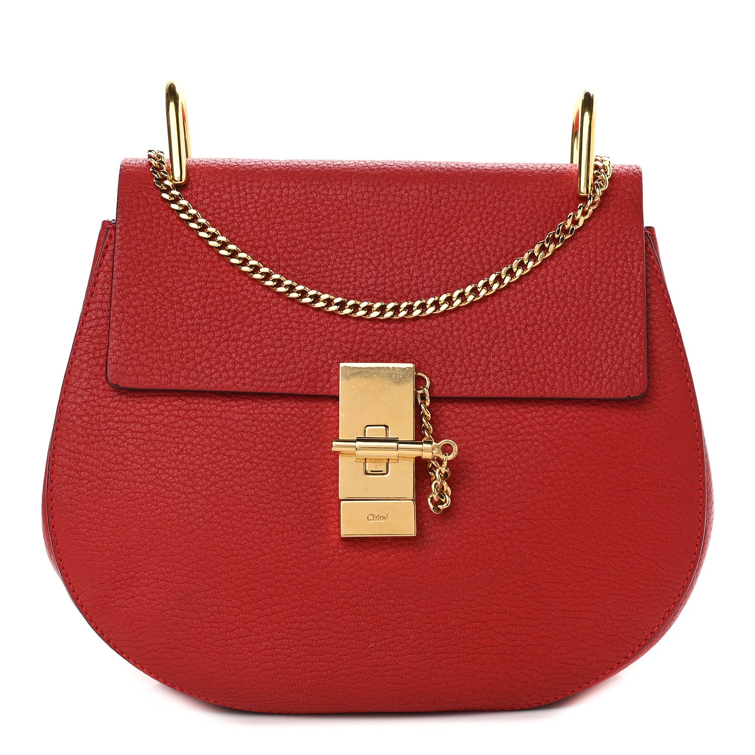 Chloe Grained Lambskin Drew Shoulder Bag Plaid Red 1 of 9