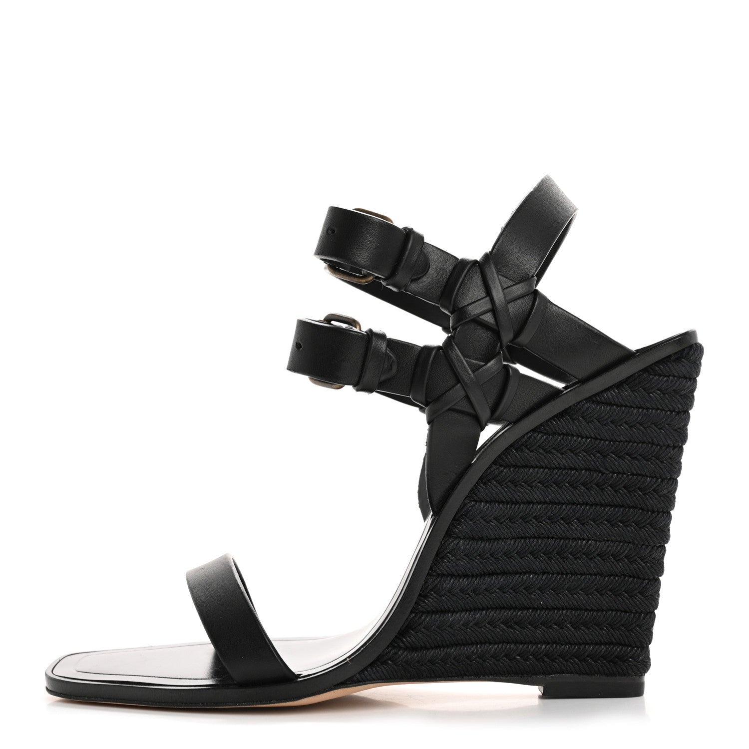 Saint Laurent Calfskin Espadrille Wedges 36 Black 1 of 16