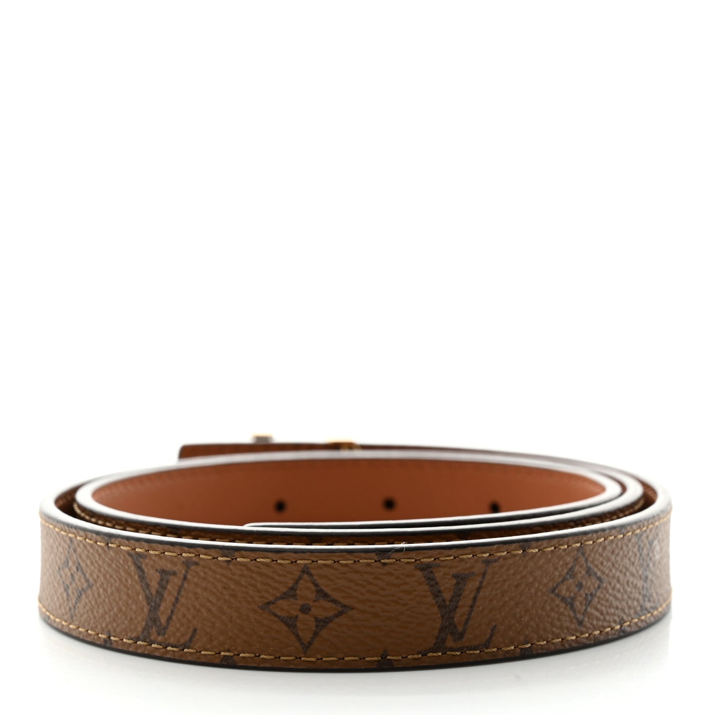 Calfskin Reverse Monogram 20mm LV Iconic Reversible Belt 80 32 Tan Brown