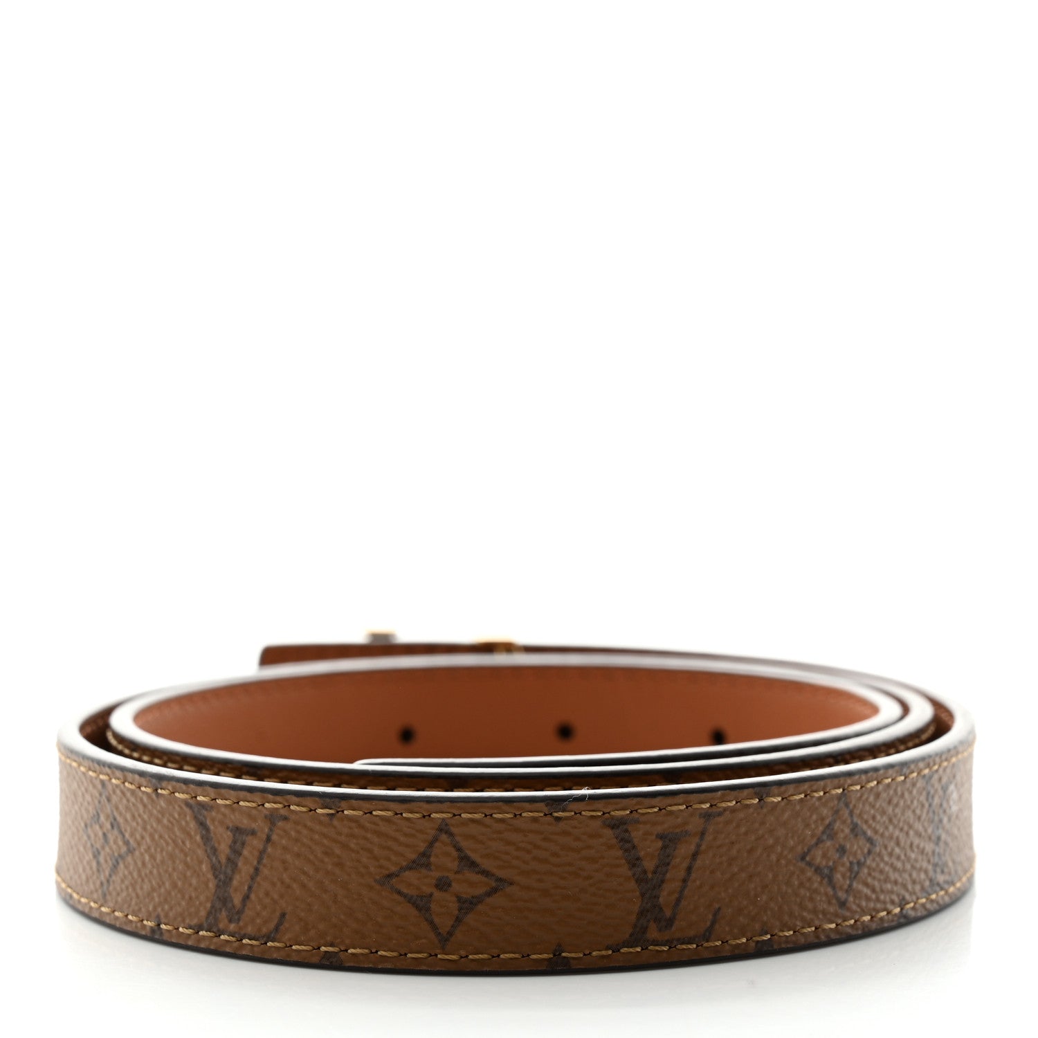 Louis Vuitton Calfskin Reverse Monogram 20mm LV Iconic Reversible Belt 80 32 Tan Brown 3 of 6