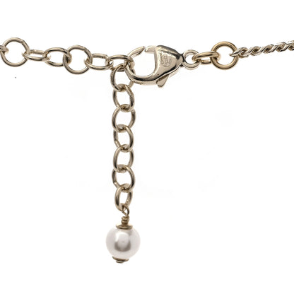 Chanel Pearl Crystal CC Heart Necklace Gold Pearly White Black 5 of 6