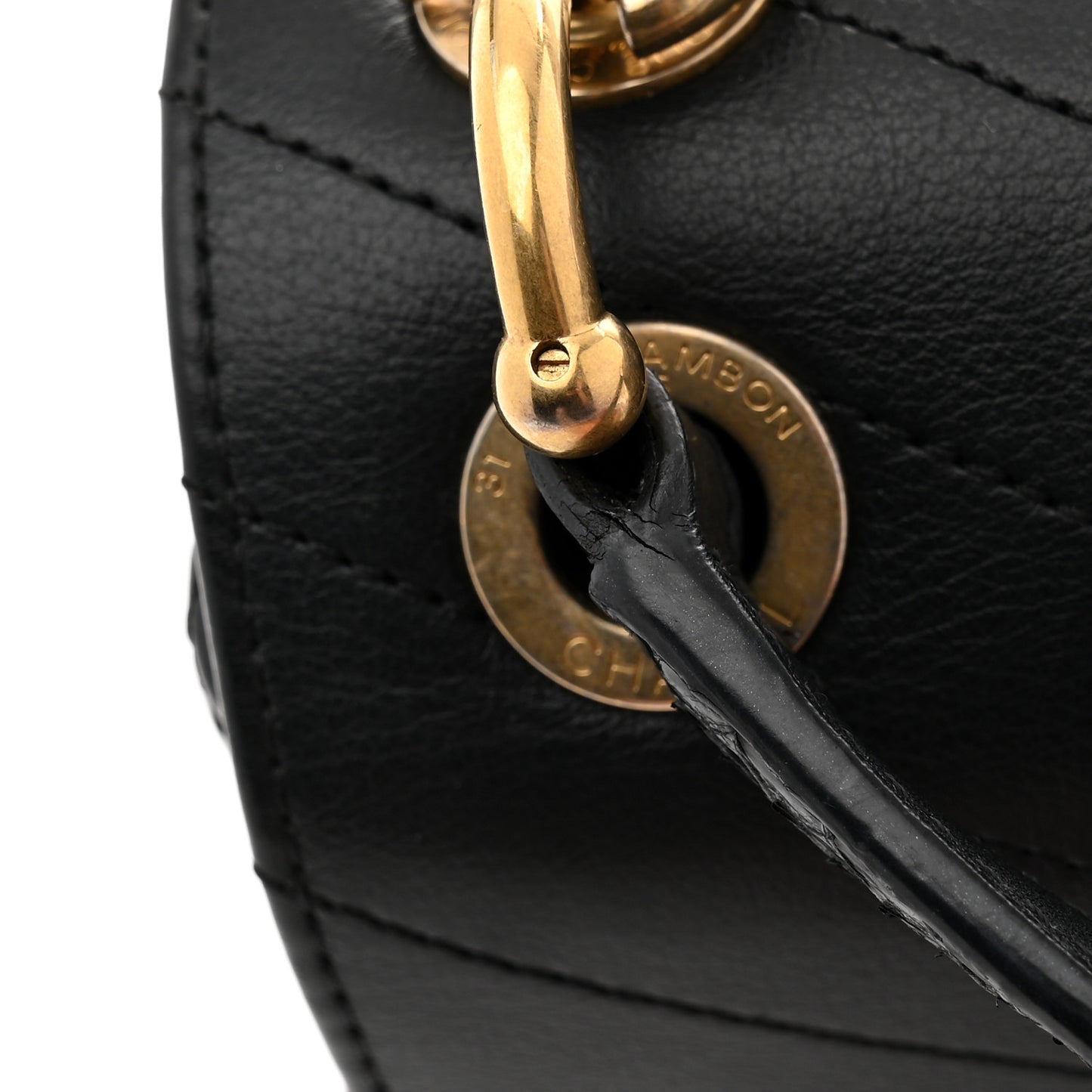 Grained Calfskin Snakeskin Small Chevron Chic Top Handle Flap Black