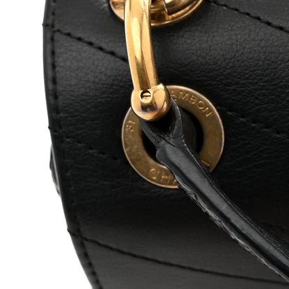 Chanel Grained Calfskin Snakeskin Small Chevron Chic Top Handle Flap Black 12 of 12