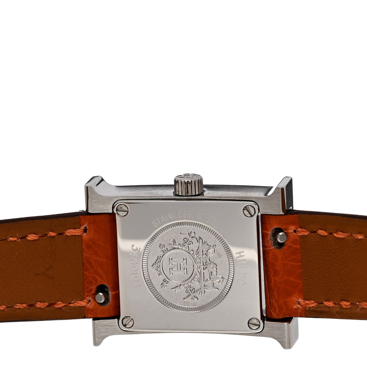 Stainless Steel Alligator Diamond Mother of Pearl 17.2mm Heure H Hour Quartz Watch Orange