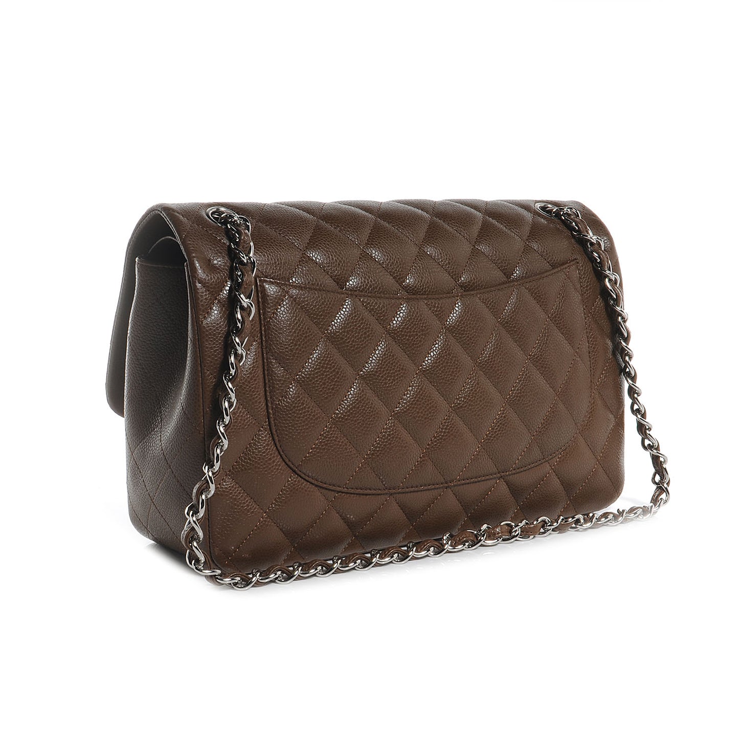 Caviar Quilted Jumbo Double Flap Brown