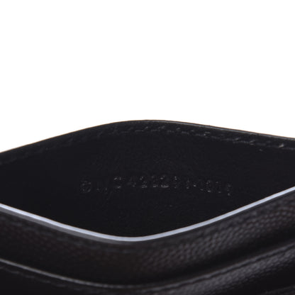 Saint Laurent Grain De Poudre Matelasse Chevron Monogram Credit Card Case Black 7 of 8