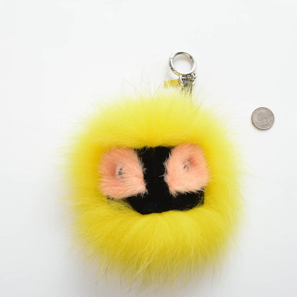 Fendi Fox Mink Rabbit Fur Vitello Dolce Flashy Monster Bag Bug Charm Giallo Fluo Multicolor 2 of 4