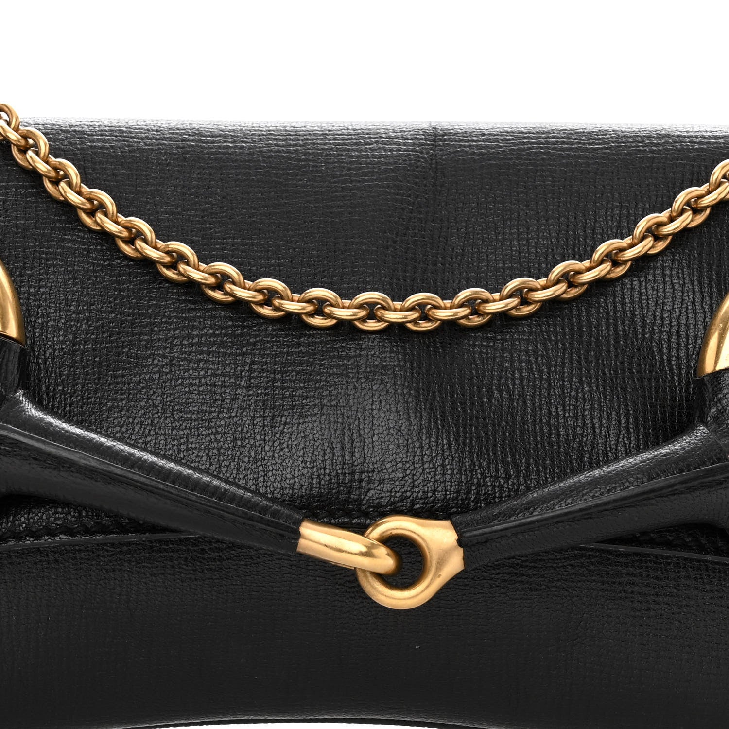 Gucci Textured Calfskin Horsebit Chain Clutch Black 7 of 10