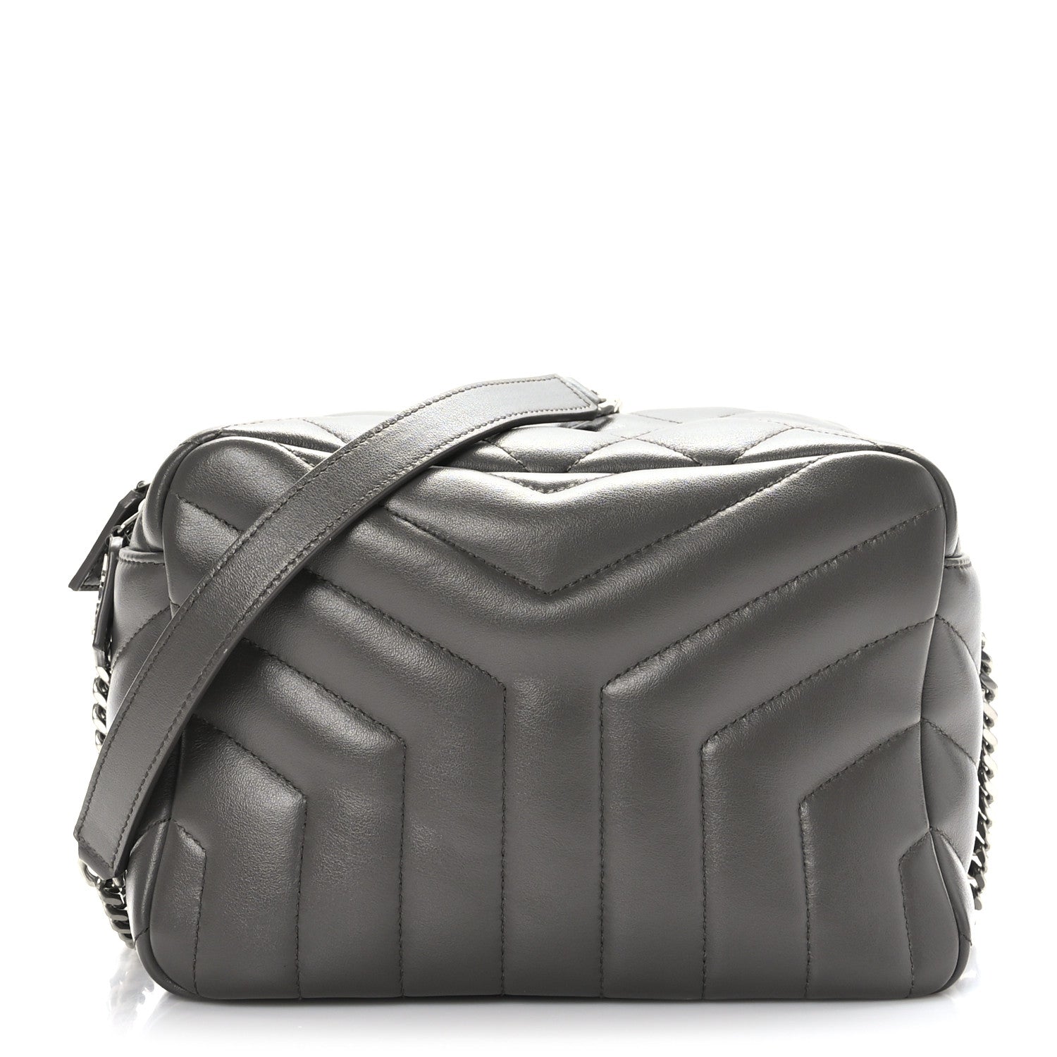 Saint Laurent Calfskin Y Quilted Monogram Small Loulou Bowling Bag Earth 1 of 10