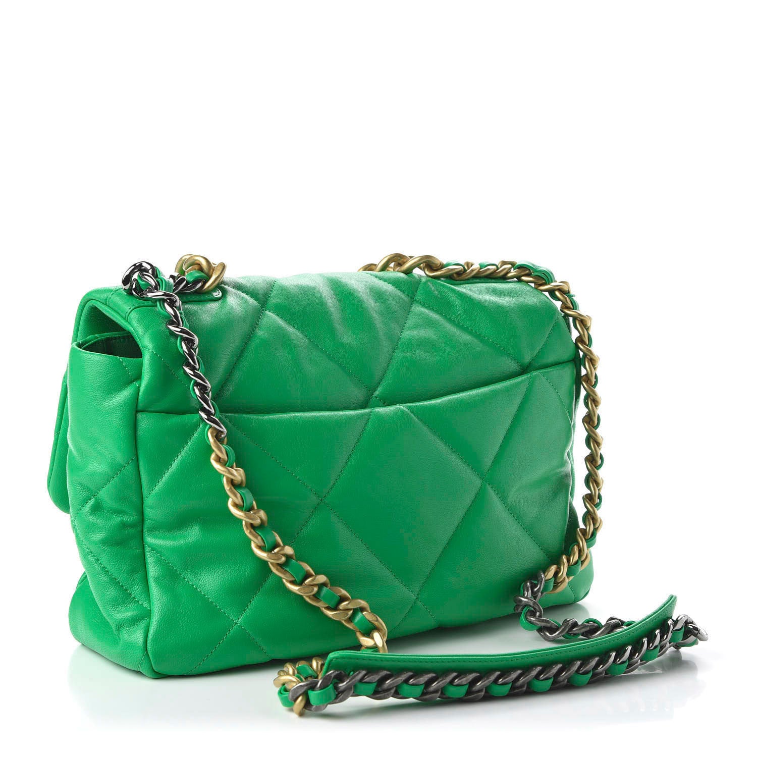 Chanel Goatskin Quilted Large 19 Flap Green 3 of 10