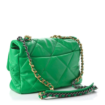 Chanel Goatskin Quilted Large 19 Flap Green 3 of 10