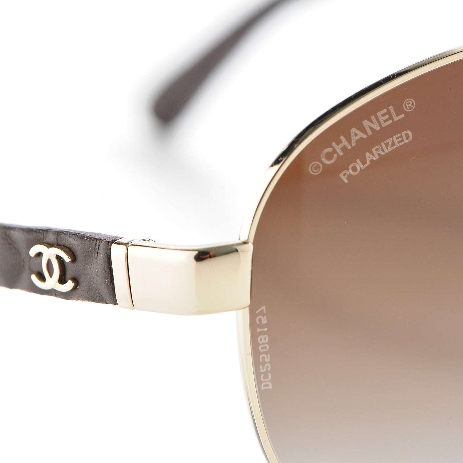 Chanel Pilot Summer Polarized Quilted Aviator Sunglasses 4204-Q Gold Brown 7 of 8