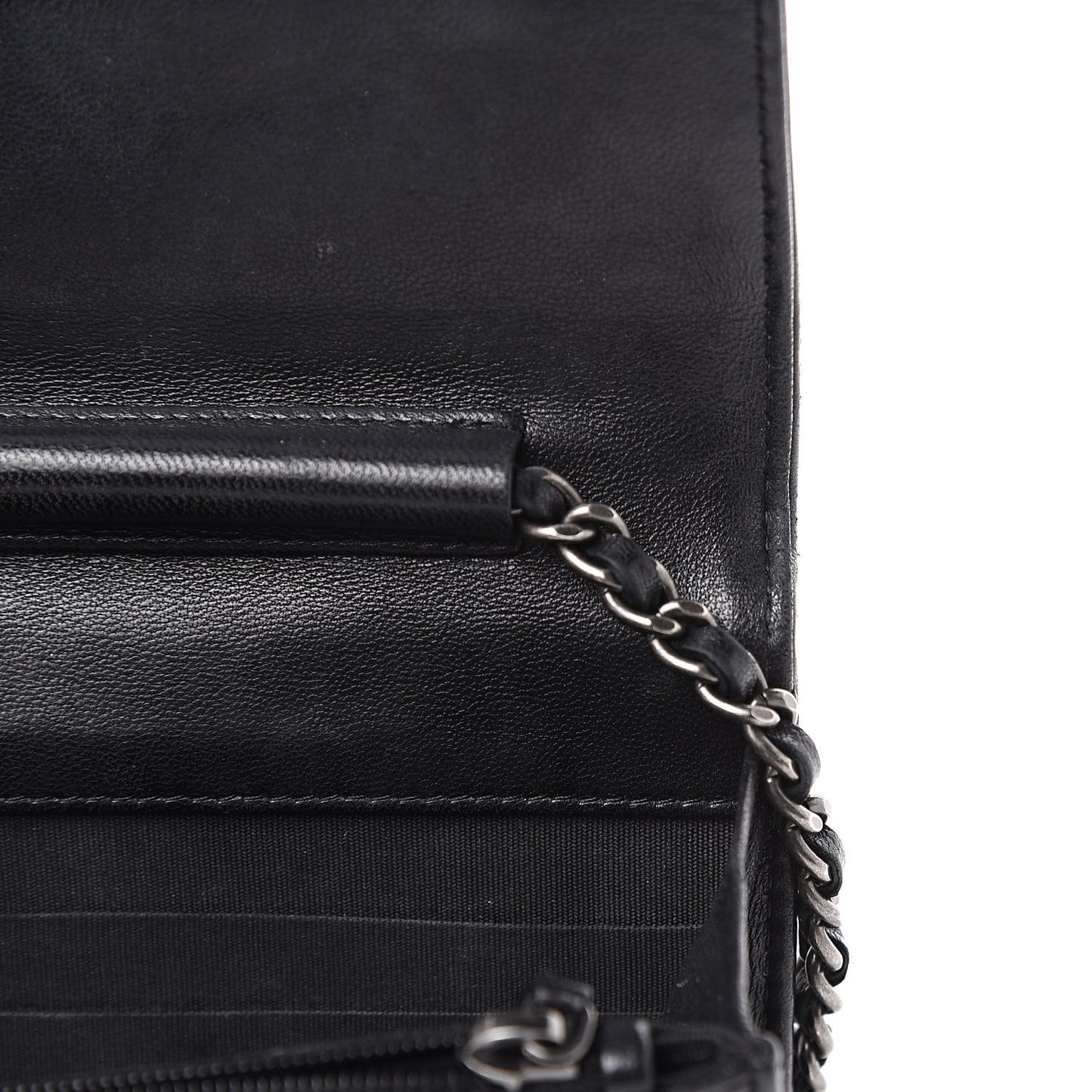 Lambskin Quilted Boy Wallet On Chain WOC Black