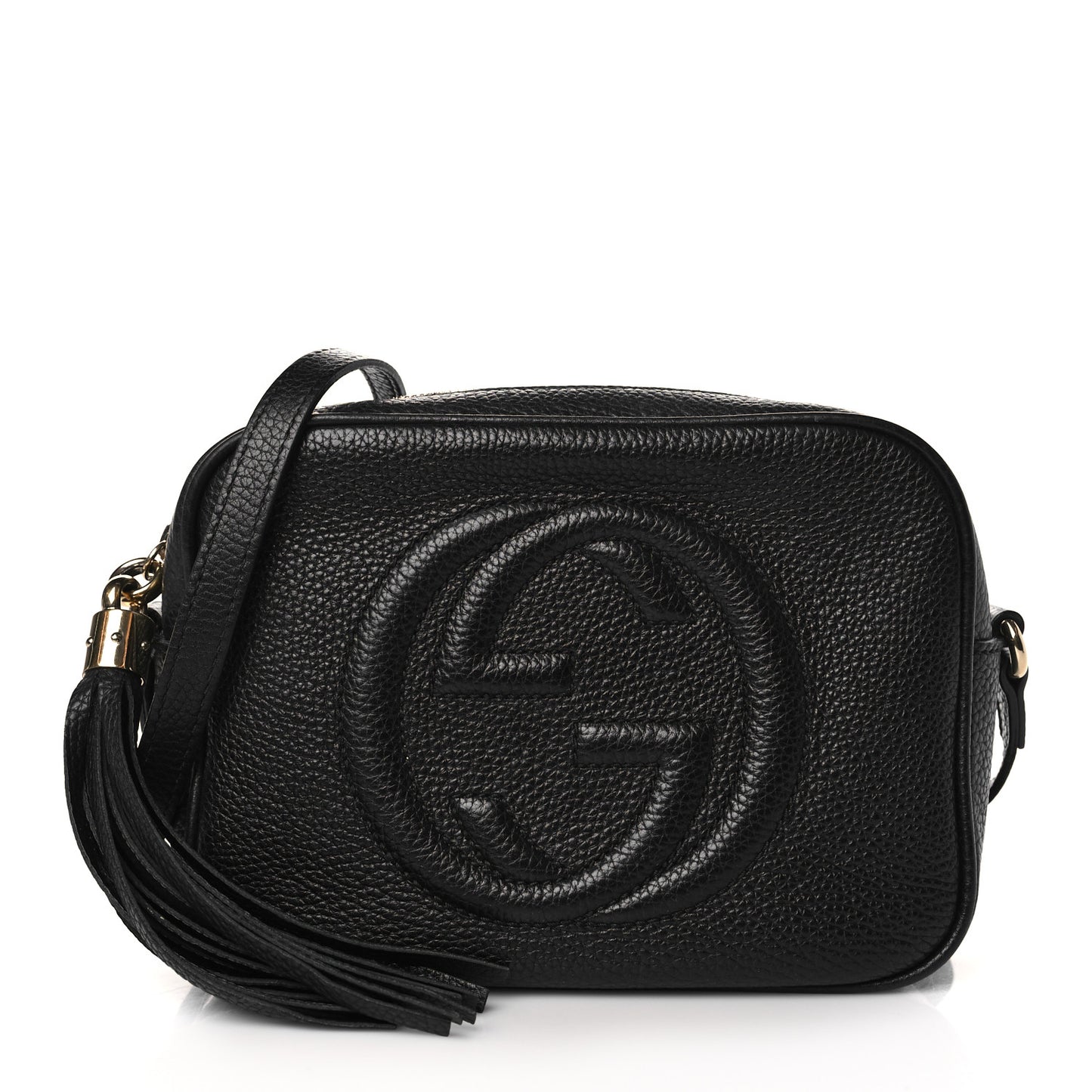Pebbled Calfskin Small Soho Disco Bag Black