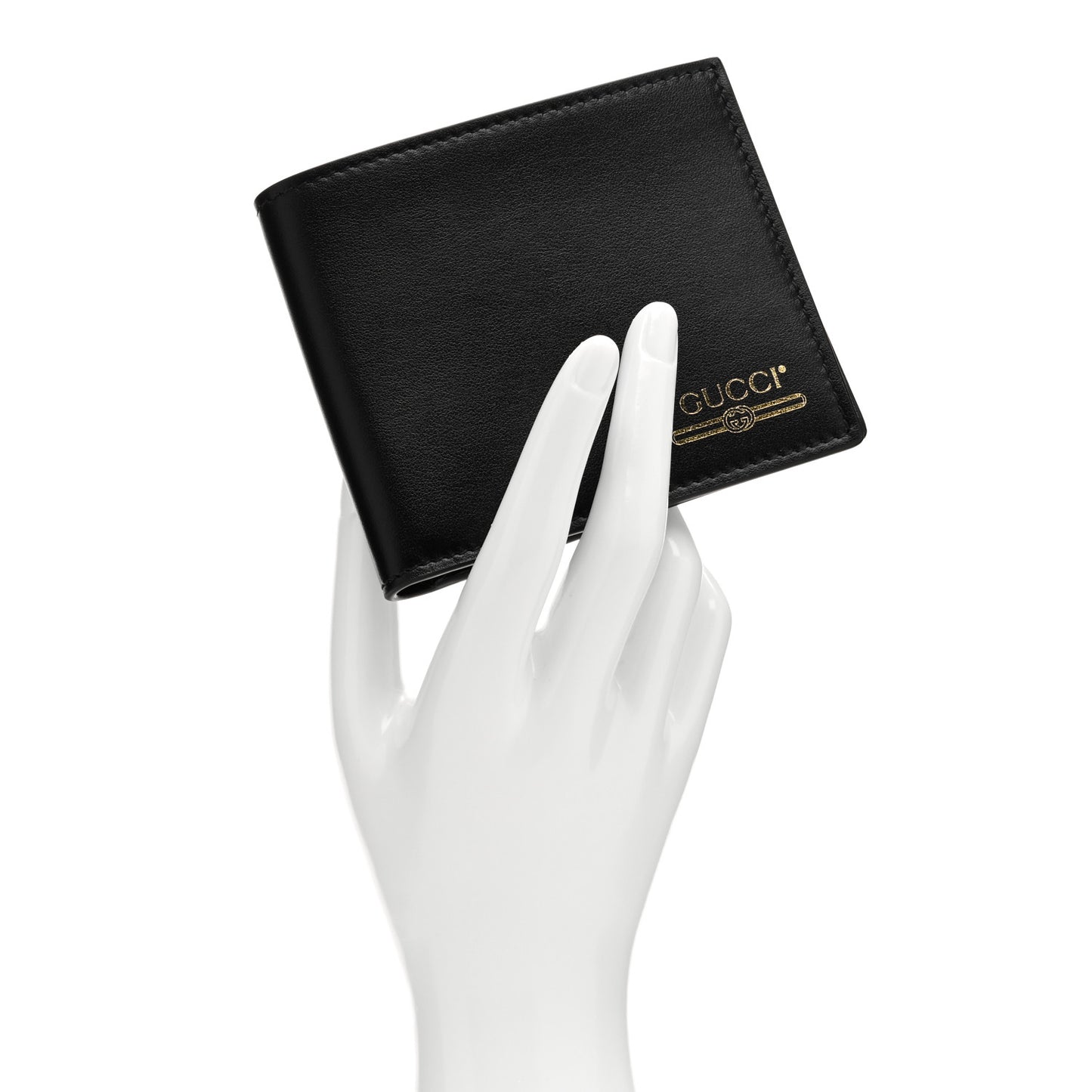 Plutone Calfskin Logo Bi-Fold Wallet Black