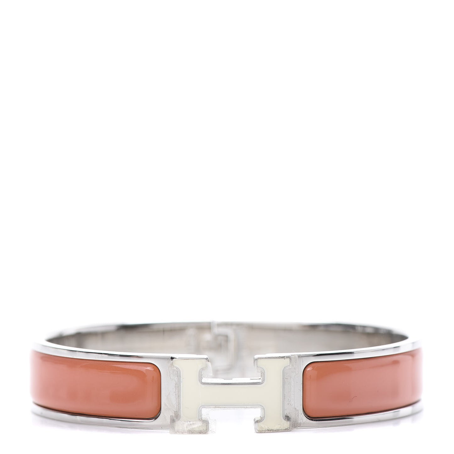 Enamel Narrow Clic Clac H Bracelet GM Mango White