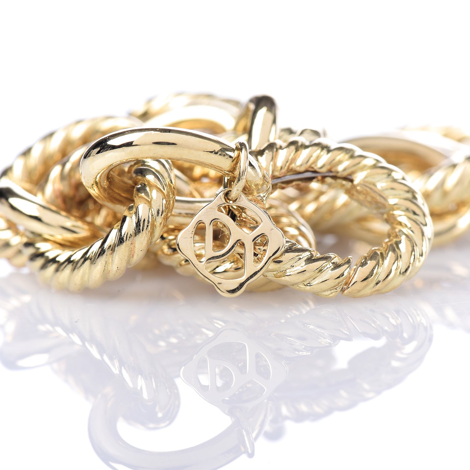 David Yurman 18K Yellow Gold 12mm Large Oval Link Bracelet 4 of 6