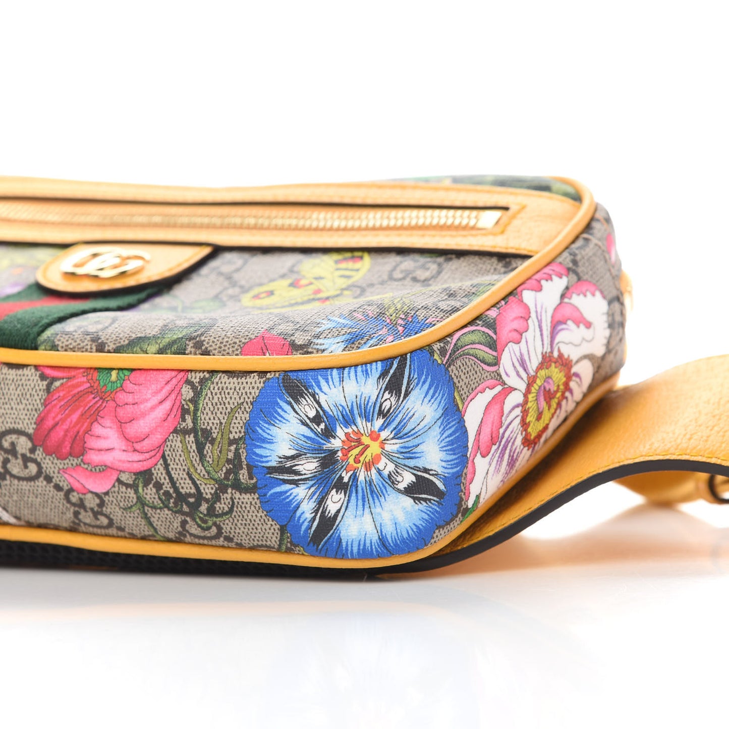 GG Supreme Monogram Flora Medium Ophidia Belt Bag Beige Multicolor Crop