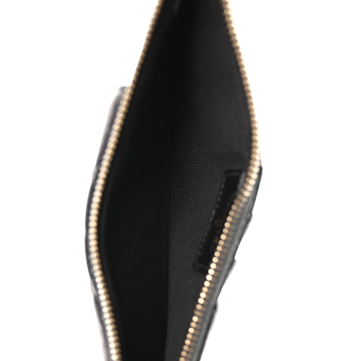 Iridescent  Caviar Quilted Classic Flat Wallet Pouch Black