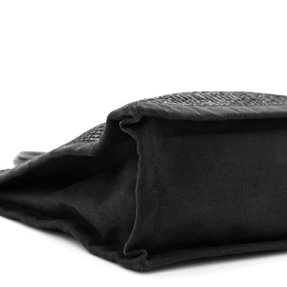 Saint Laurent Raffia Linen Calfskin Rive Gauche Tote Black 9 of 12