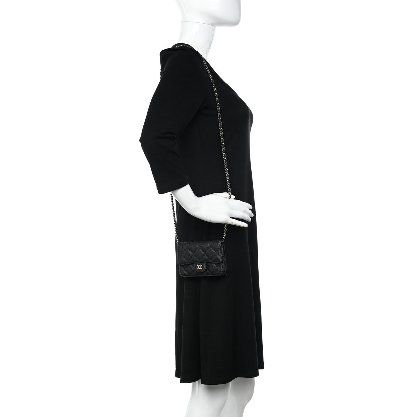 Caviar Quilted Mini Chain Bag Black