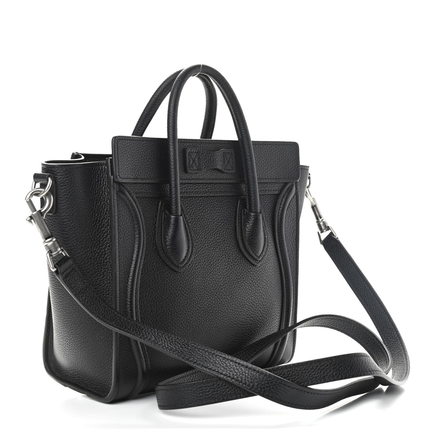 Celine Drummed Calfskin Nano Luggage Black 3 of 10