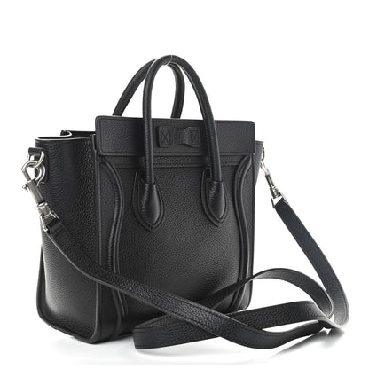 Celine Drummed Calfskin Nano Luggage Black 3 of 10
