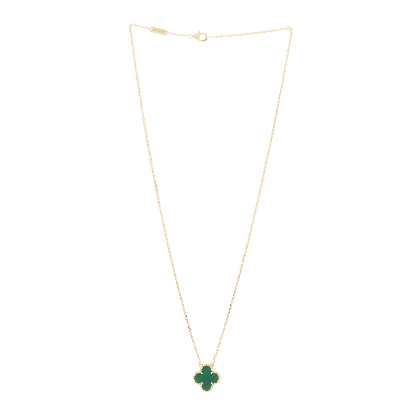 18K Yellow Gold Malachite Vintage Alhambra Pendant Necklace