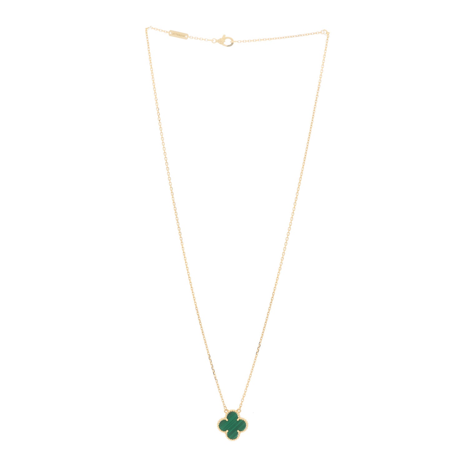 Van Cleef & Arpels 18K Yellow Gold Malachite Vintage Alhambra Pendant Necklace 3 of 5