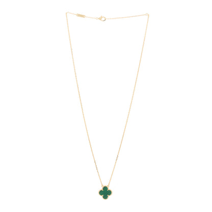 Van Cleef & Arpels 18K Yellow Gold Malachite Vintage Alhambra Pendant Necklace 3 of 5