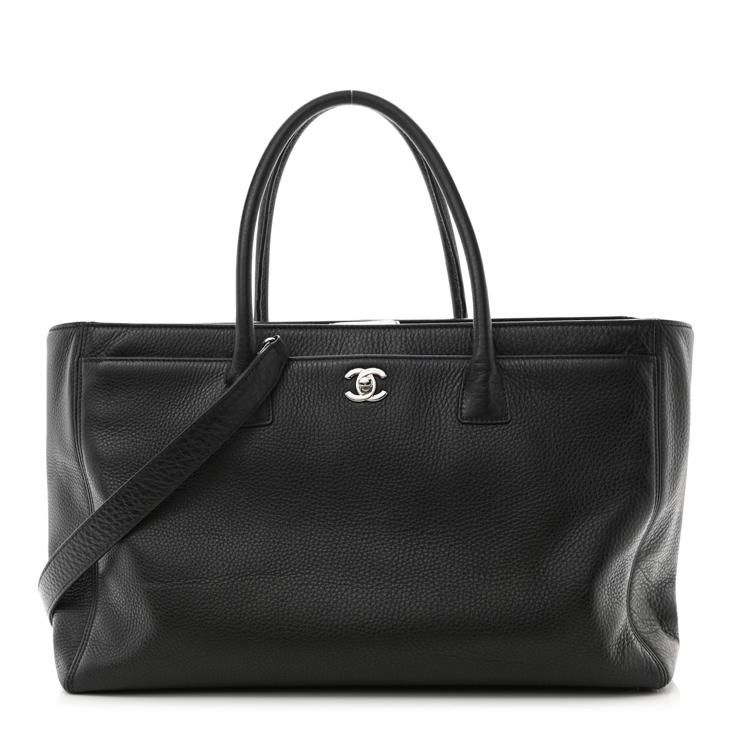 Calfskin Cerf Executive Shopper Tote Black