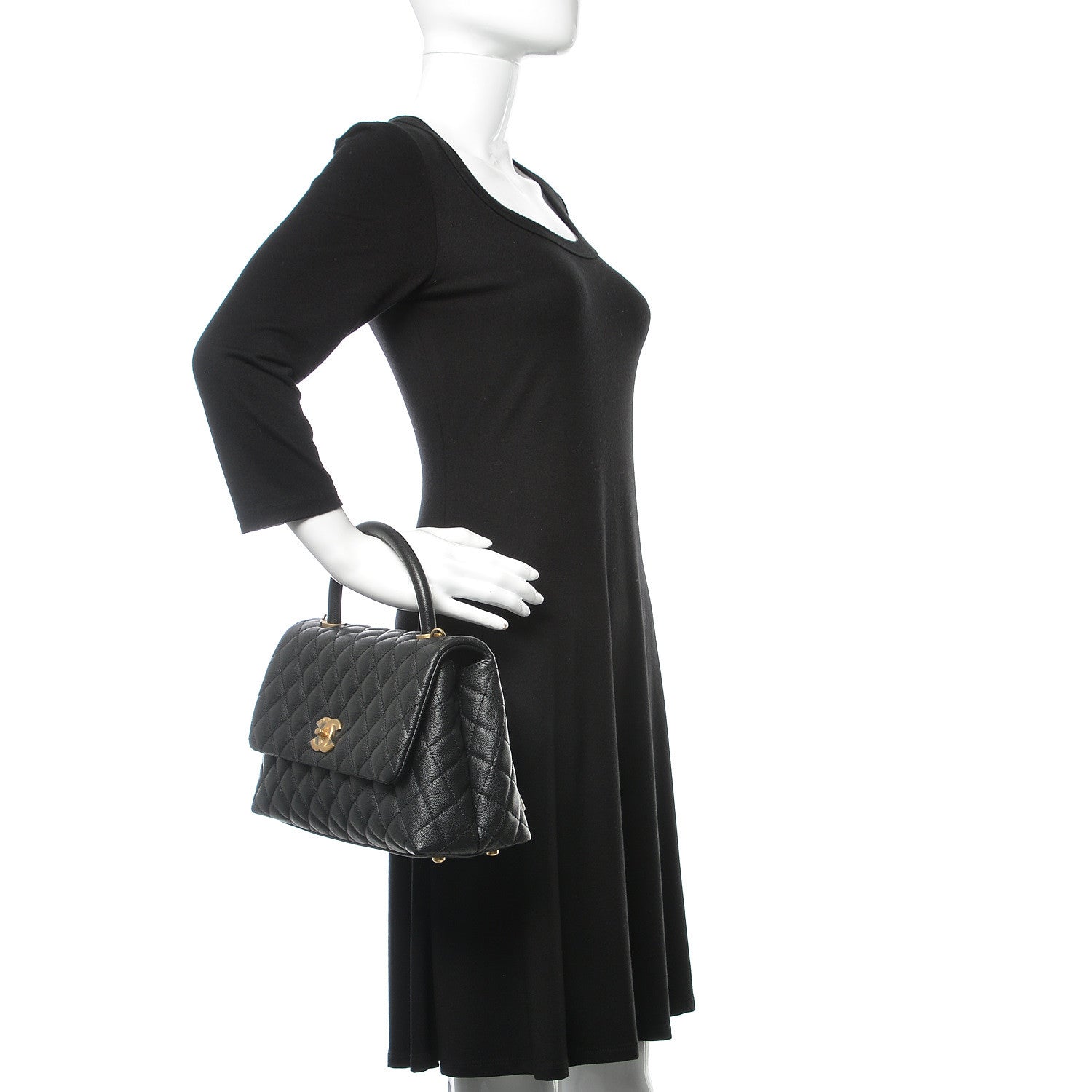 Chanel Caviar Quilted Small Coco Handle Flap Black 3 of 11