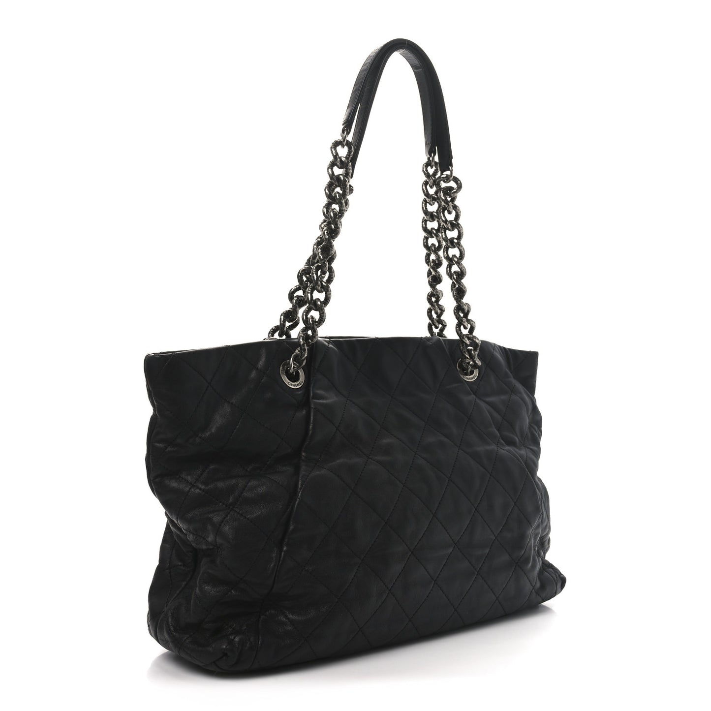 Calfskin Quilted Large Coco Pleats Tote Black
