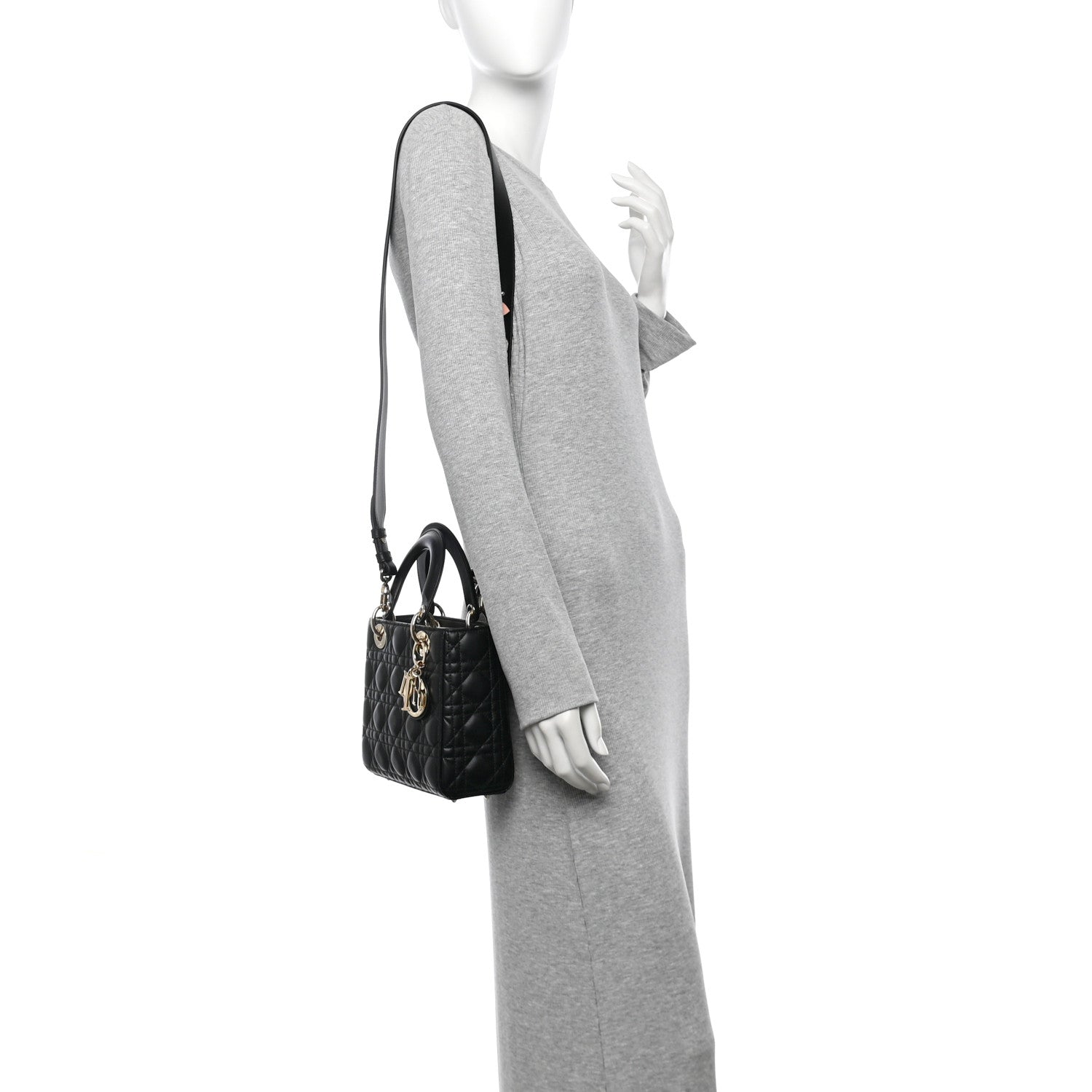 Christian Dior Lambskin Cannage Small My ABCDior Lady Dior Black 2 of 9