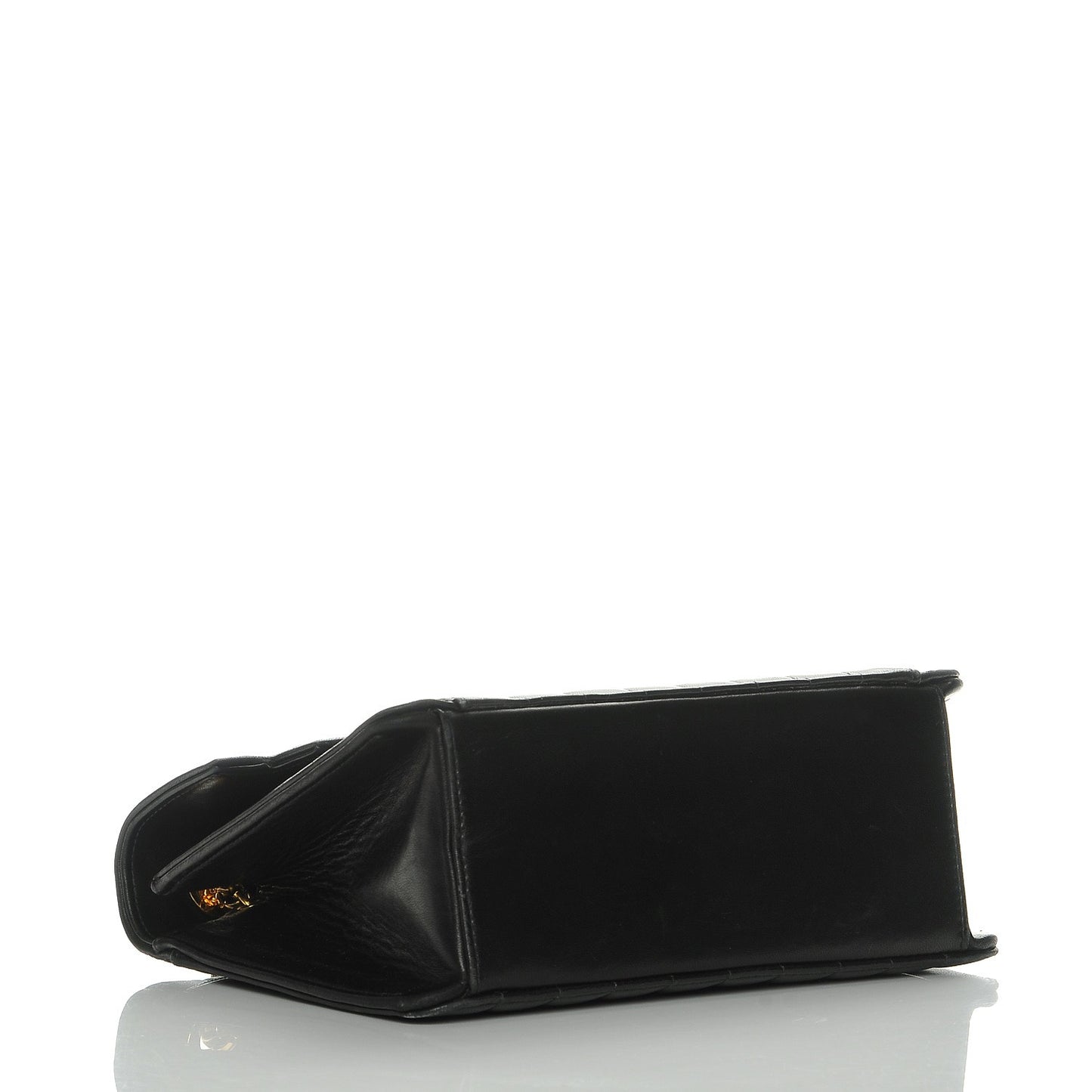 Lambskin Vertical Quilt Small Square Flap Black